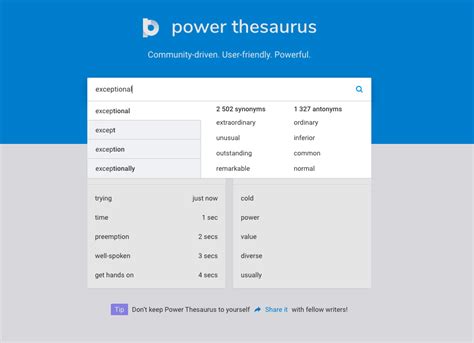 power thesaurus deutsch.